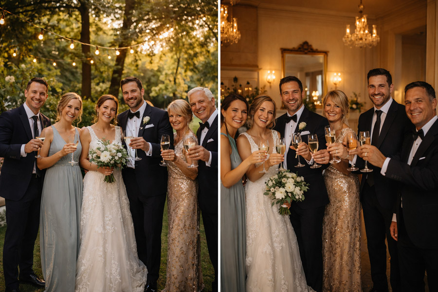 Fröhliche, kleine Hochzeitsgesellschaften