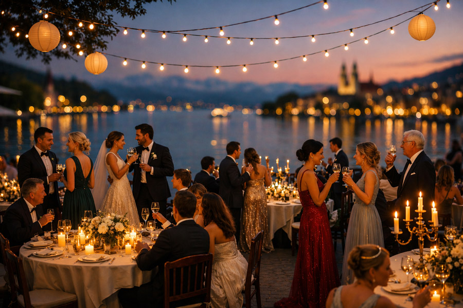 Symbolbild von einem Hochzeitsfest am See nahe Zürich